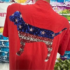 PINK VS MEDIUM BLING PATRIOTIC SHORT SLEEVE